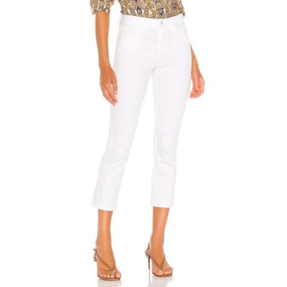 L'Agence Nadia High Rise Crop Straight Jean White Sz 27
